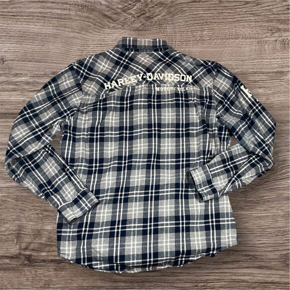 Harley Davidson Flannel Genuine Motor Clothes Blue White Plaid Men's Size XL - Picture 2 of 8